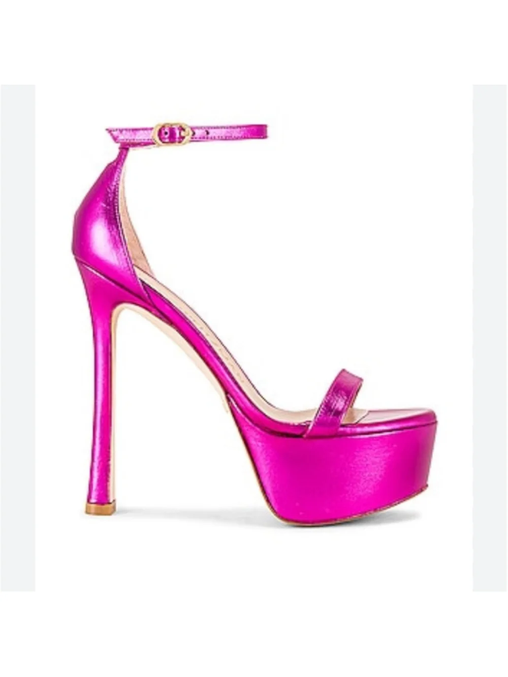 STUART WEITZMAN Nudistcurve Hollywood Sandal in Azalea Metallic Hot Pink Sz 8.5 - Picture 2 of 16